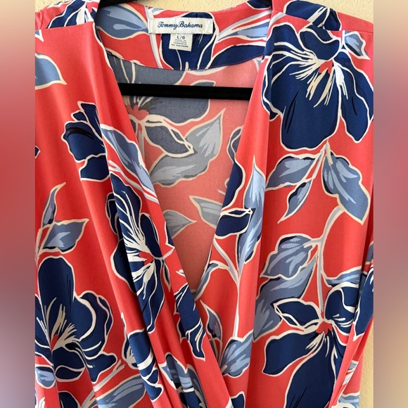 Tommy Bahama Coral and Blue Clara Oasis Floral Midi Dress - Picture 3 of 6